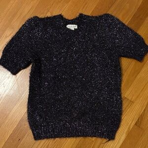 Navy and silver short sleeved sweater